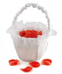 White Satin Wedding Flower Girl Baskets