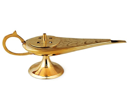 Gold Aladdin Genie Lamp Incense Message Holder (Lamp Only