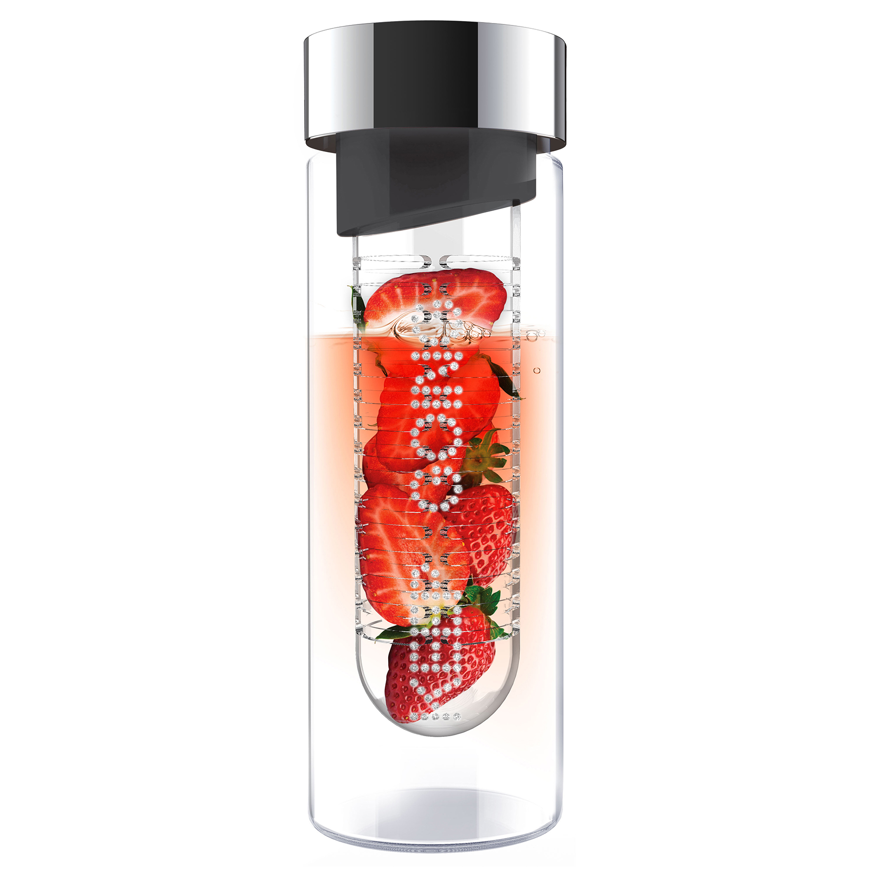 Glass Flavor Drinking Water Bottle with Built In Fruit Infuser (Optional Crystal Rhinestones)*