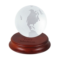 Crystal World Global Achievement Award with Rosewood Base (2 Piece)