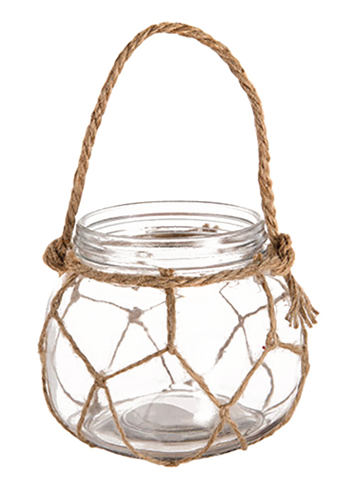 Nautical Hanging Glass Vase with Hemp Rope*