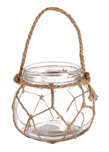 Nautical Hanging Glass Vase with Hemp Rope*