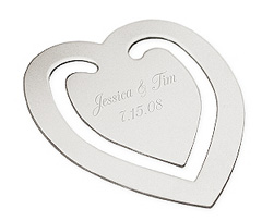 Engraved Stainless Steel Double Love Hearts Bookmark*