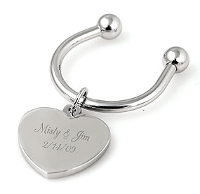 Personalized Silver Heart Keychain*