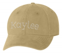 Personalized Khaki Rhinestones Ball Cap with Adjustable Buckle Closure