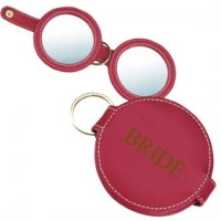 Key Ring Leather Dual Compact Mirror*