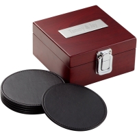 Leather Coasters in Wooden Box Set*