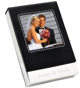 Leather Desktop Photo Business Card Holder*