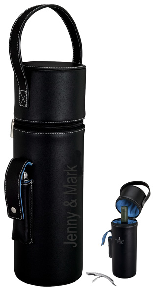 Leather Wine Bag Carrier With Pocket Corkscrew*