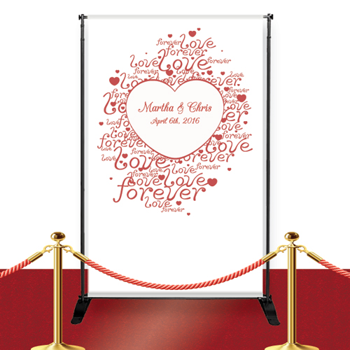 Wedding Marriage Pink Wedding Hearts Custom Vinyl Banner Sign w/ Grommets 