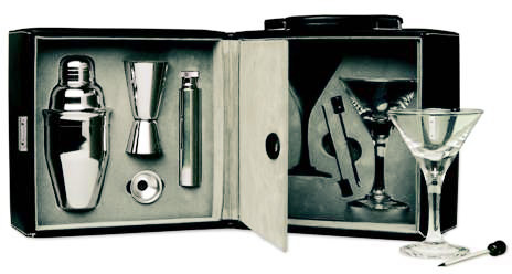 Martini Bar Set with Case and Option for Personalizing with Monogram