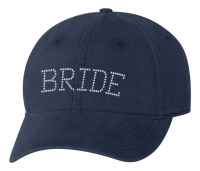 Personalized Navy Rhinestones Ball Cap with Adjustable Buckle Closure