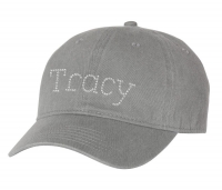 Personalized Baseball Rhinestones Grey Cap with Adjustable Buckle