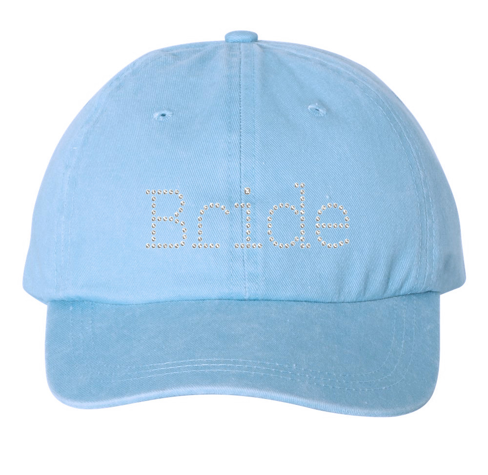 Custom Rhinestones Baby Blue Ball Cap with Adjustable Snap  display picture 3