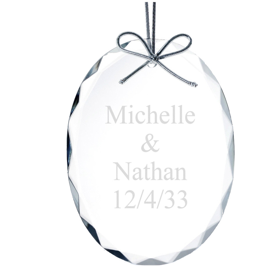 Clear Glass Beveled Premium Oval Celebration Ornament