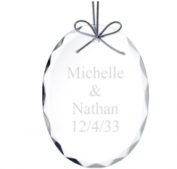 Clear Glass Beveled Premium Oval Celebration Ornament