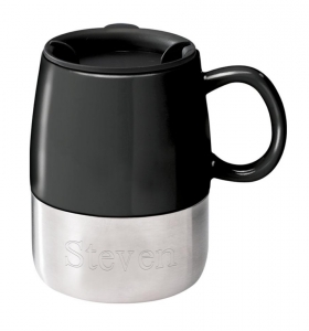 White Ceramic Coffee Mug With Easy Push On Seamless Lid Hansonellis Black Ceramic Coffee Mug With Easy Push On Seamless Lid