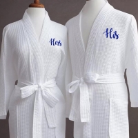 Long Soft Waffle Weave Kimono Robe with Dual Pockets