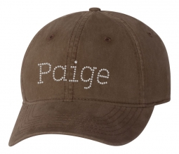 Personalized Chocolate Brown Rhinestones Ball Cap with Adjustable Buckle Closure