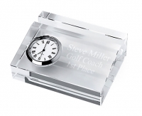 Crystal Name Plate and Desktop Clock Business Card Holder