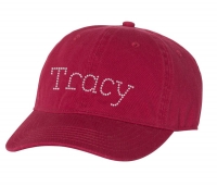 Custom Baseball Rhinestones Red Cap with Adjustable Buckle
