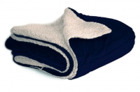 Personalized Navy Micro Plush Sherpa Throw Blanket with Inner Faux Lambswool