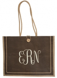 Large Chocolate Brown Shoulder Jute Shopping Bag