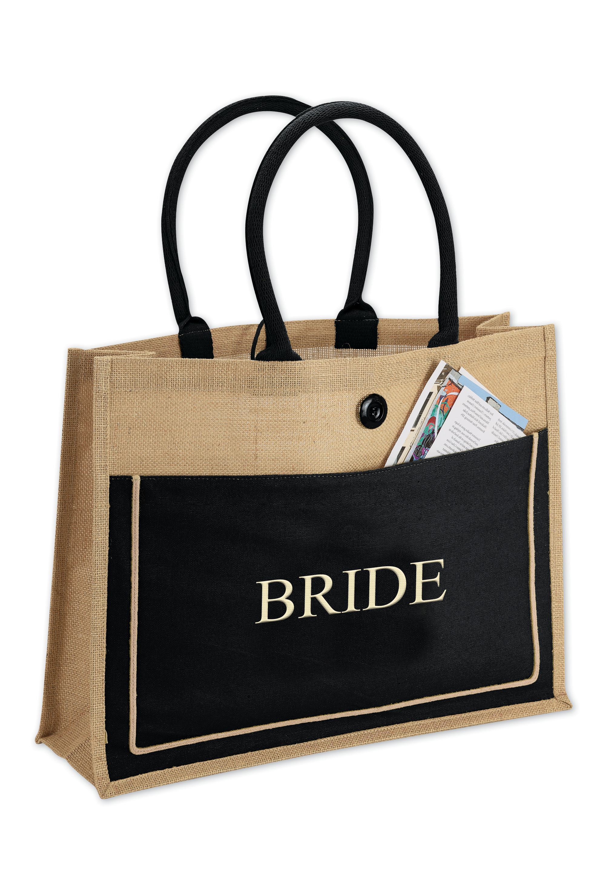 Natural 2-Tone Brown/Black Cotton Canvas Jute Bags