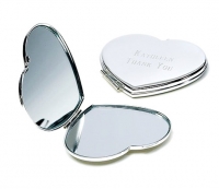 Silver Polish Finished Compact Heart Mirror