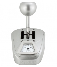 Silver Metal Movable Race Car Gear Shift Mini Desk Clock