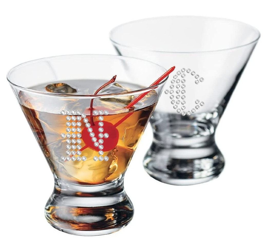 Stemless Clear Cocktail Martini Glass (Optional Personalized