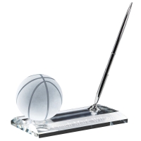 Crystal Desk Name Plate Basketball Paper Weight and Pen Desk Stand Set