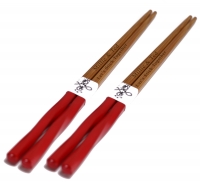 Personalized Twisted Red Chinese Bamboo Chopsticks & (Optional) Handmade Lokta Pouch