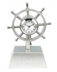 Nautical Sailboat Wheel Office Mini Desk Clock