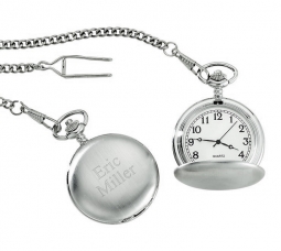 Stainless Steel Silver Travel Pocket Watch with 12" Chain