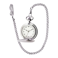 Stainless Steel Silver Travel Pocket Watch with 12" Chain
