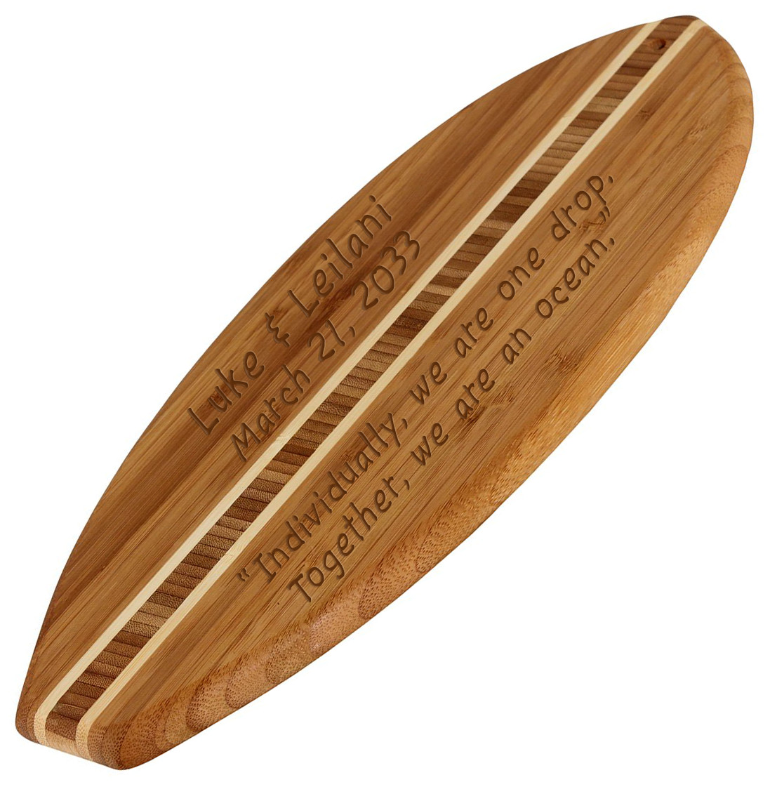 Paradise Found Surfboard Bamboo Cutting Board