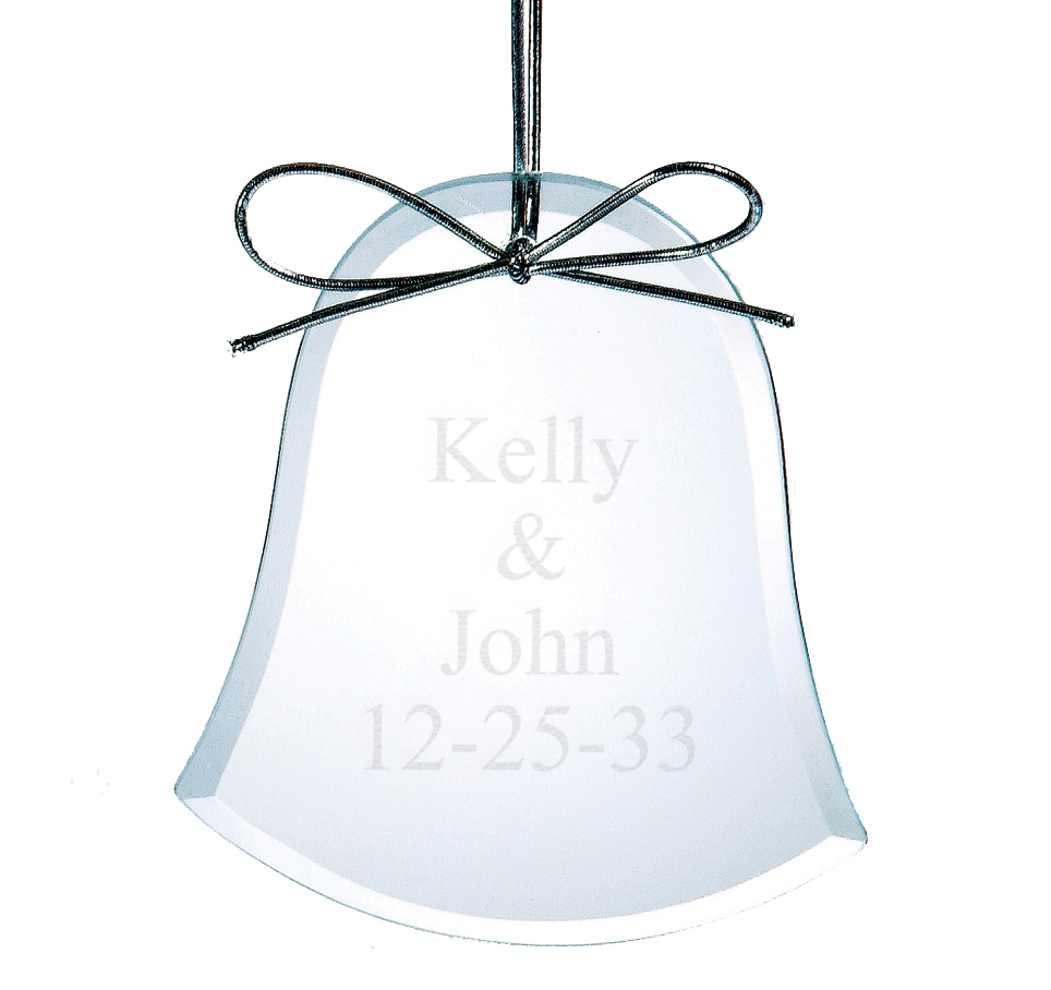 Clear Glass Celebration Beveled Bell Ornament