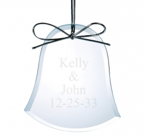 Clear Glass Celebration Beveled Bell Ornament