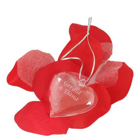 Personalized Clear Glass Heart Ornament Favor*
