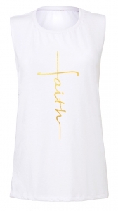 Custom Foiled/Metallic Christian "FAITH" Cross Women's White Fitness Jersey Tank