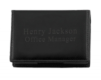 Black Flip-Top Leather Business Card Case Holder