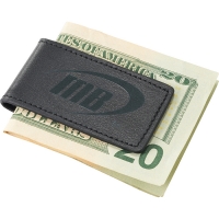 Personalized Premier Black Leather Cross Money Clip*