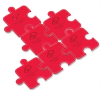 "The Perfect Fit" Red Leatherette Puzzle Coasters (Set of 6) with Holder