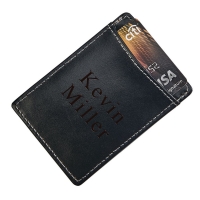 Leather Magnetic Money Clip with Credit Card Holder