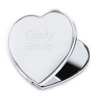 Silver Polish Finished Compact Heart Mirror