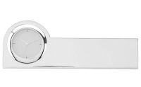 Silver Office Name Plate and Clock Business Card Holder