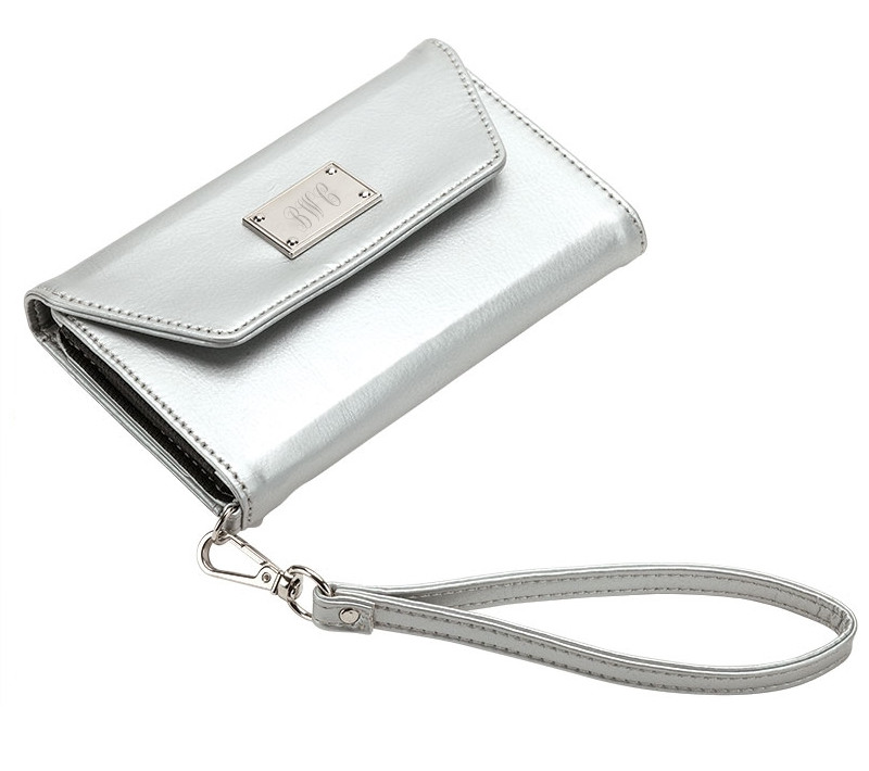 silver wristlet purse