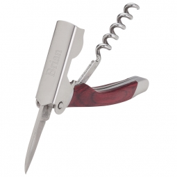 Steel & Wooden Handles Corkscrew Bottle Opener Pocket Tool Set