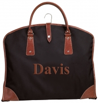 Travel Suit Bag with Brown Leatherette Trim & Interior Pockets